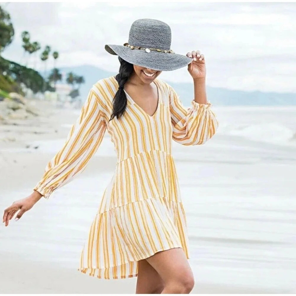 Faithful the Brand Le Gallion dress azure stripe sz 4